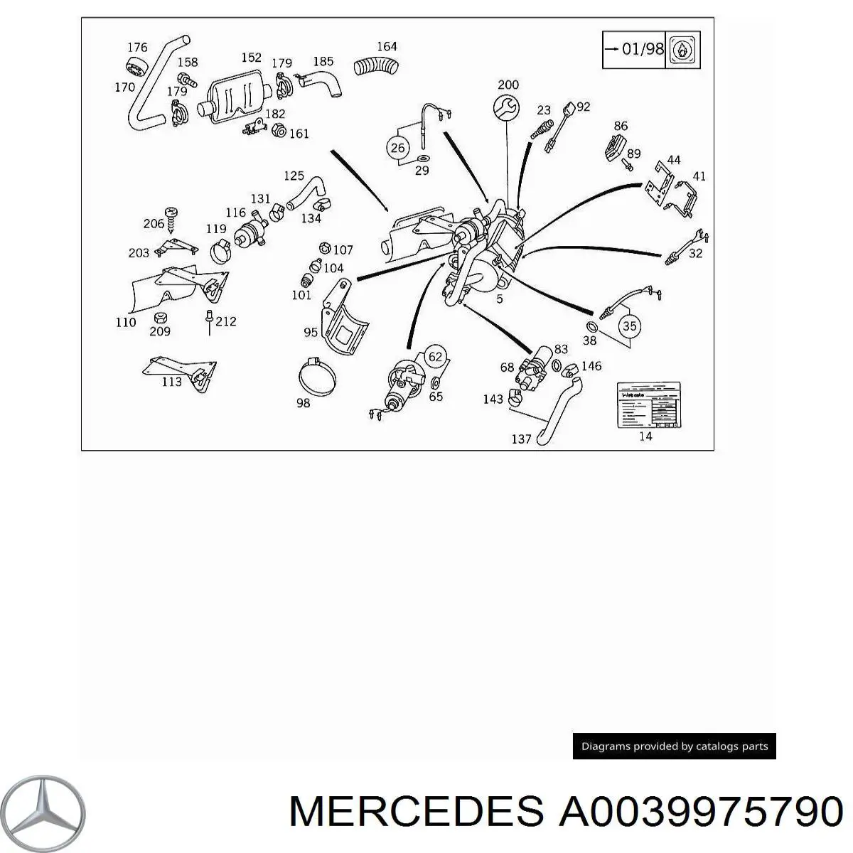 Do koszyka A0049972590 Mercedes Wspornik (uchwyt) tłumika przedni