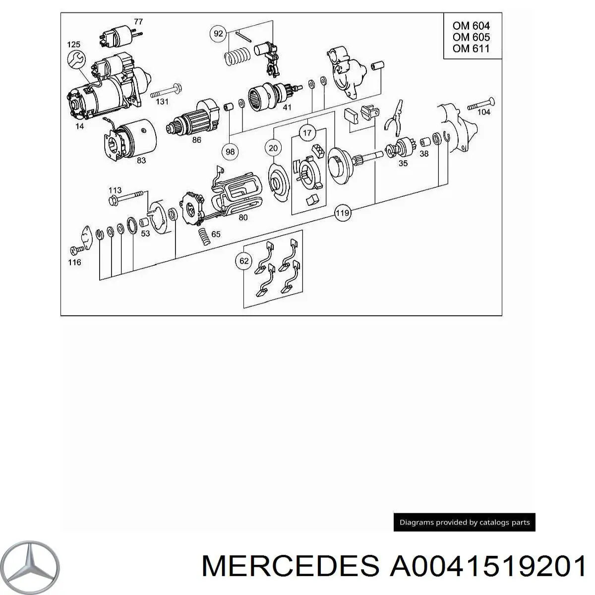 Rozrusznik Mercedes A0041519201 cena, od 73,53 USD