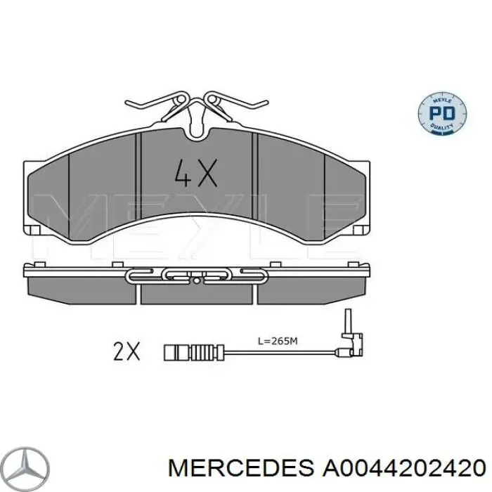 Klocki hamulcowe przednie tarczowe Mercedes A0044202420 cena, od 18,51 USD
