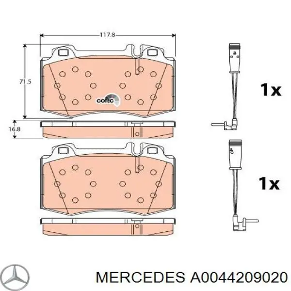 A0044209020 Mercedes Klocki hamulcowe przednie tarczowe