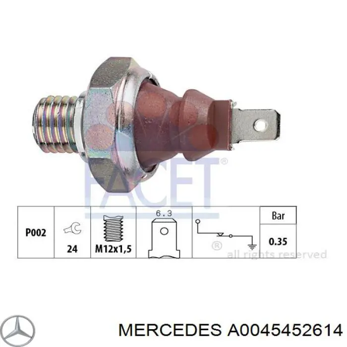 A0045452614 Mercedes Czujnik ciśnienia oleju