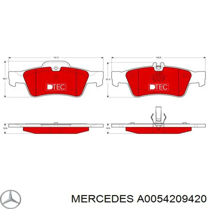 Okładziny (klocki) do hamulców tarczowych tylne Mercedes A0054209420 cena, od 23,99 USD