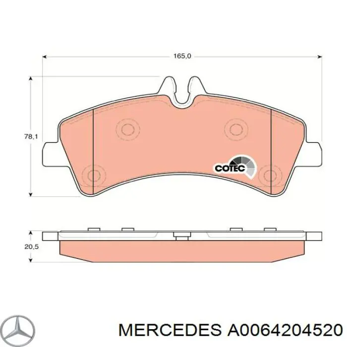 Okładziny (klocki) do hamulców tarczowych tylne Mercedes A0064204520 cena, od 27,49 USD