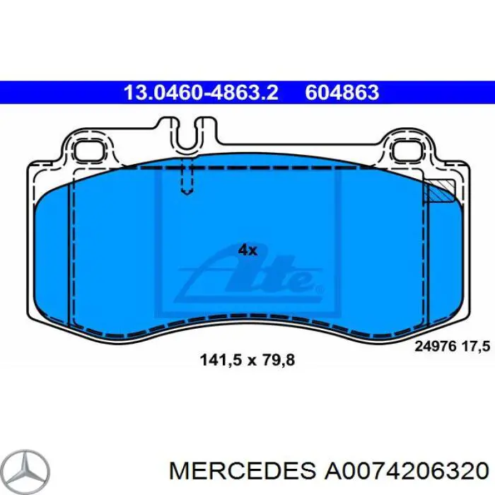 Do koszyka A0074206320 Mercedes Klocki hamulcowe przednie tarczowe