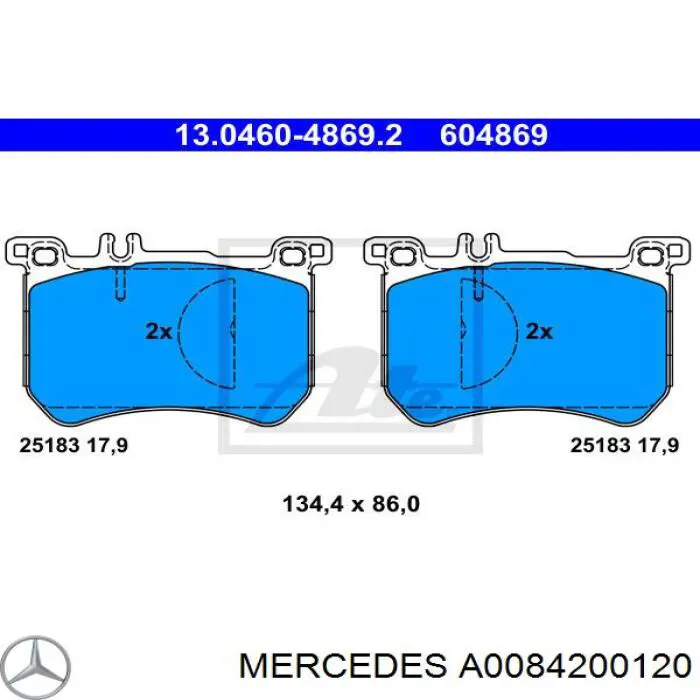 A0084200120 Mercedes Klocki hamulcowe przednie tarczowe