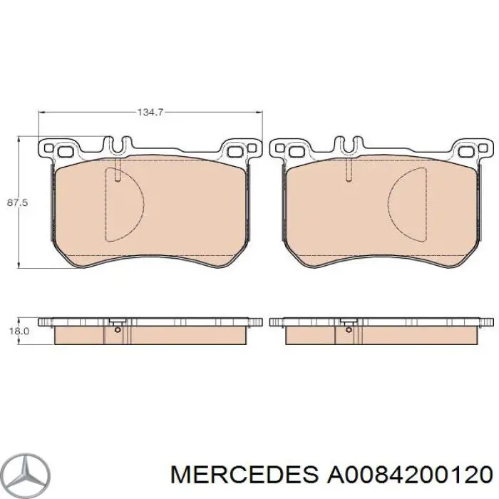 Klocki hamulcowe przednie tarczowe Mercedes A0084200120 cena, od 52,98 USD