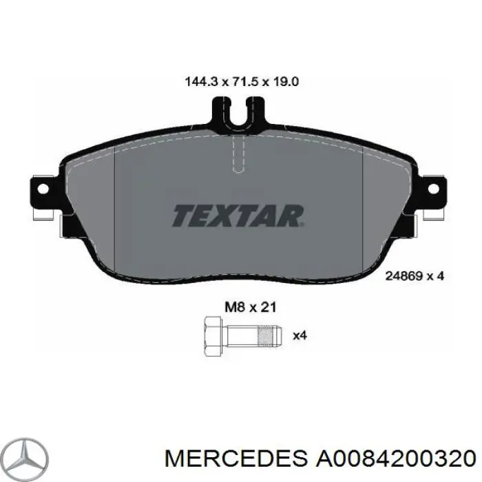Klocki hamulcowe przednie tarczowe Mercedes A0084200320 cena, od 30,65 USD