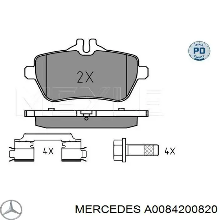 Okładziny (klocki) do hamulców tarczowych tylne Mercedes A0084200820 cena, od 29,63 USD