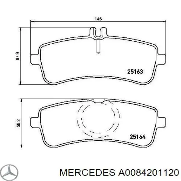 Okładziny (klocki) do hamulców tarczowych tylne Mercedes A0084201120 cena, od 59,57 USD
