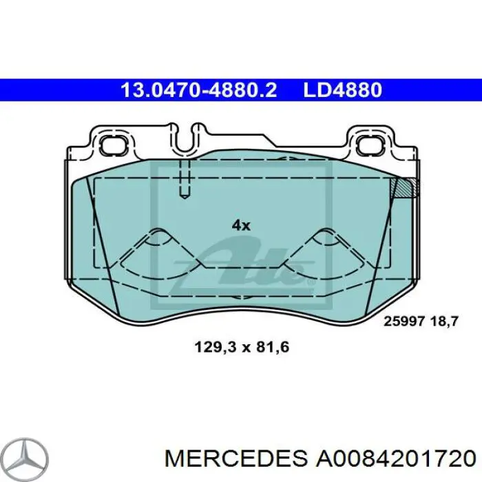 Do koszyka A0084201720 Mercedes Klocki hamulcowe przednie tarczowe