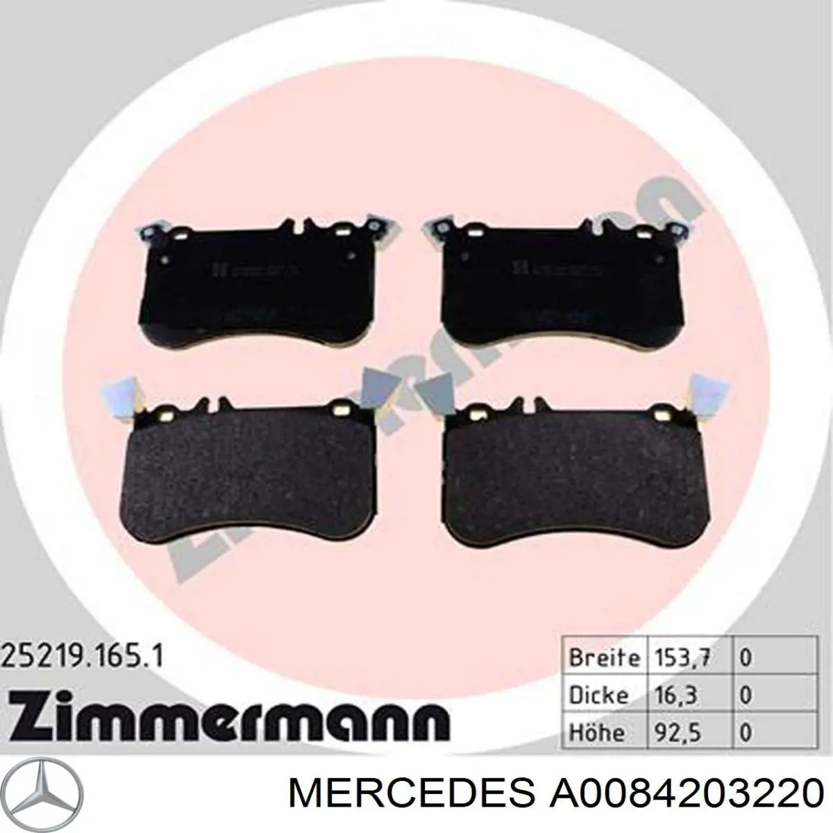 Klocki hamulcowe przednie tarczowe Mercedes A0084203220 cena, od 88,34 USD