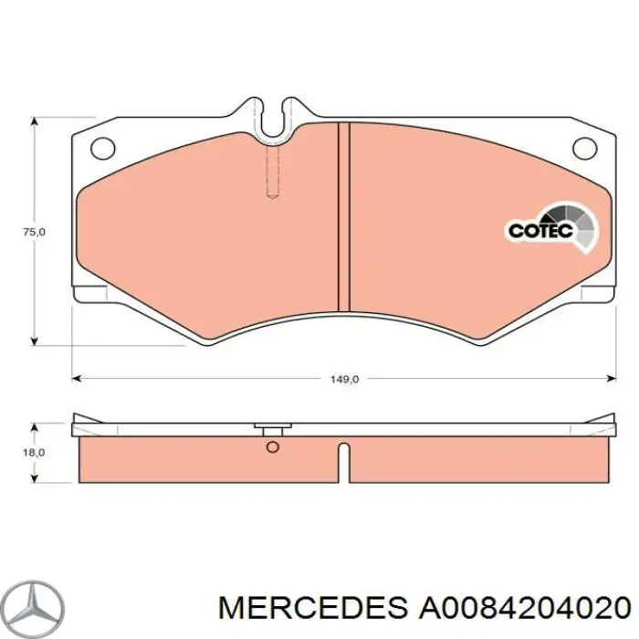 A0084204020 Mercedes Klocki hamulcowe przednie tarczowe