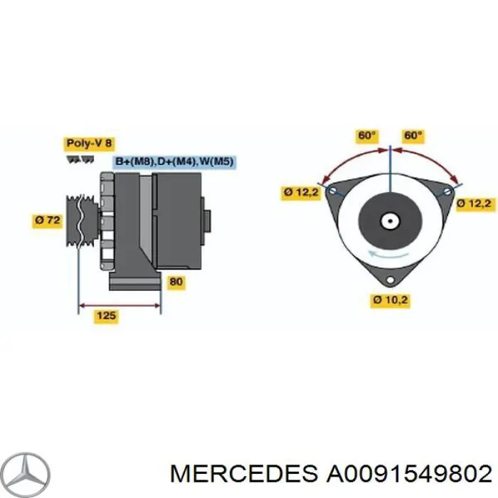 A0091549802 Mercedes Alternator