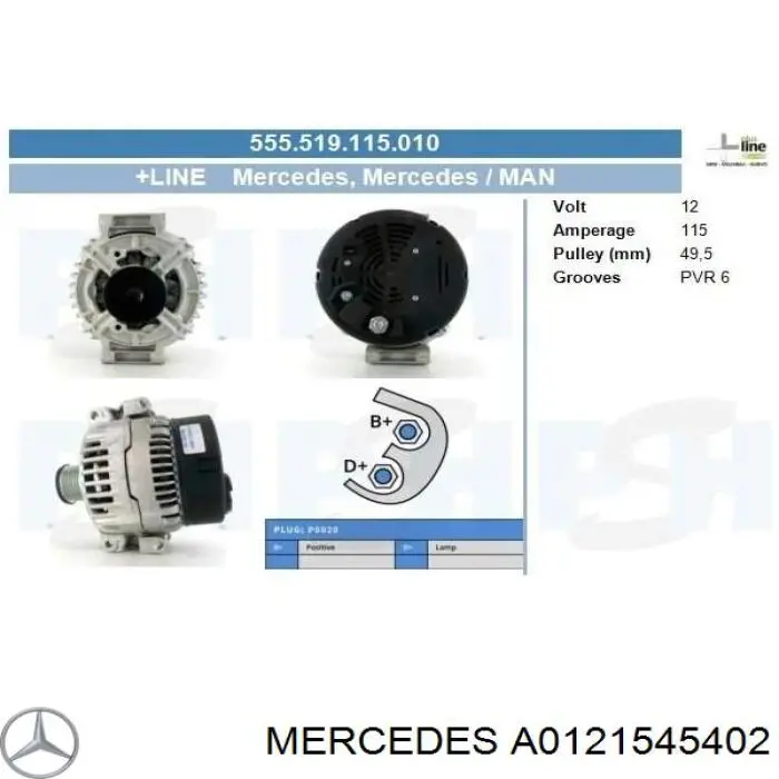 Alternator A0121545402 Mercedes