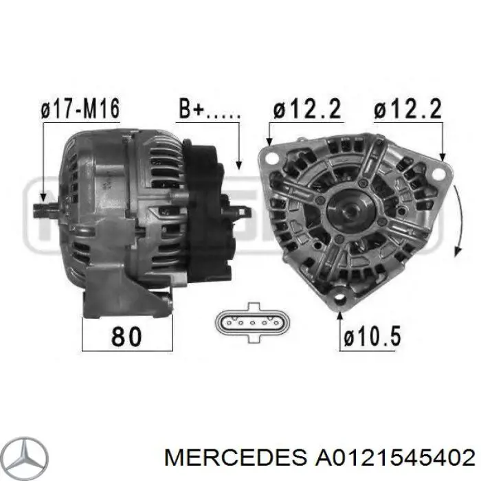 Do koszyka A0121545402 Mercedes Alternator