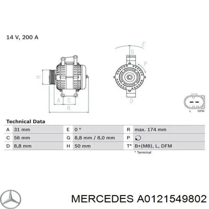 A0121549802 Mercedes Alternator