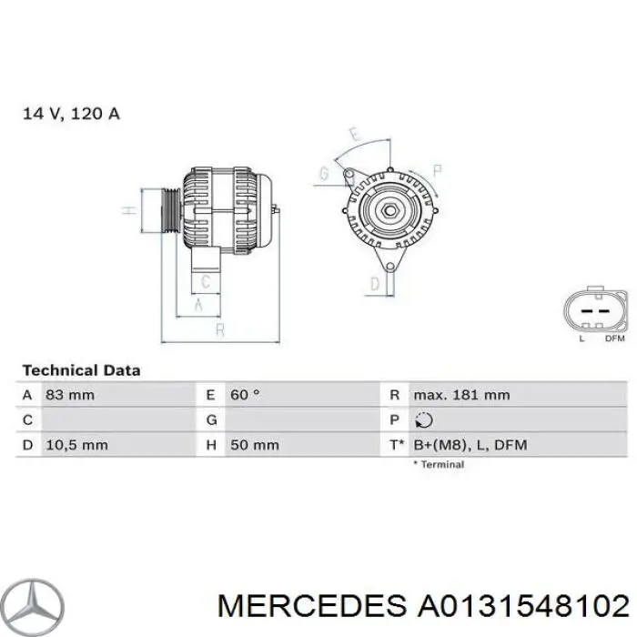 Alternator Mercedes A0131548102 cena, od 71,51 USD
