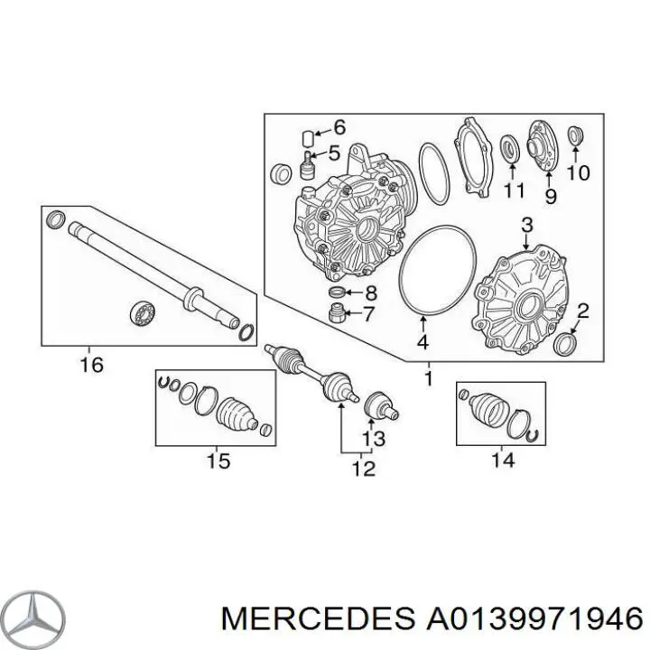 A0139971946 Mercedes uszczelniacz reduktora mostu przedniego