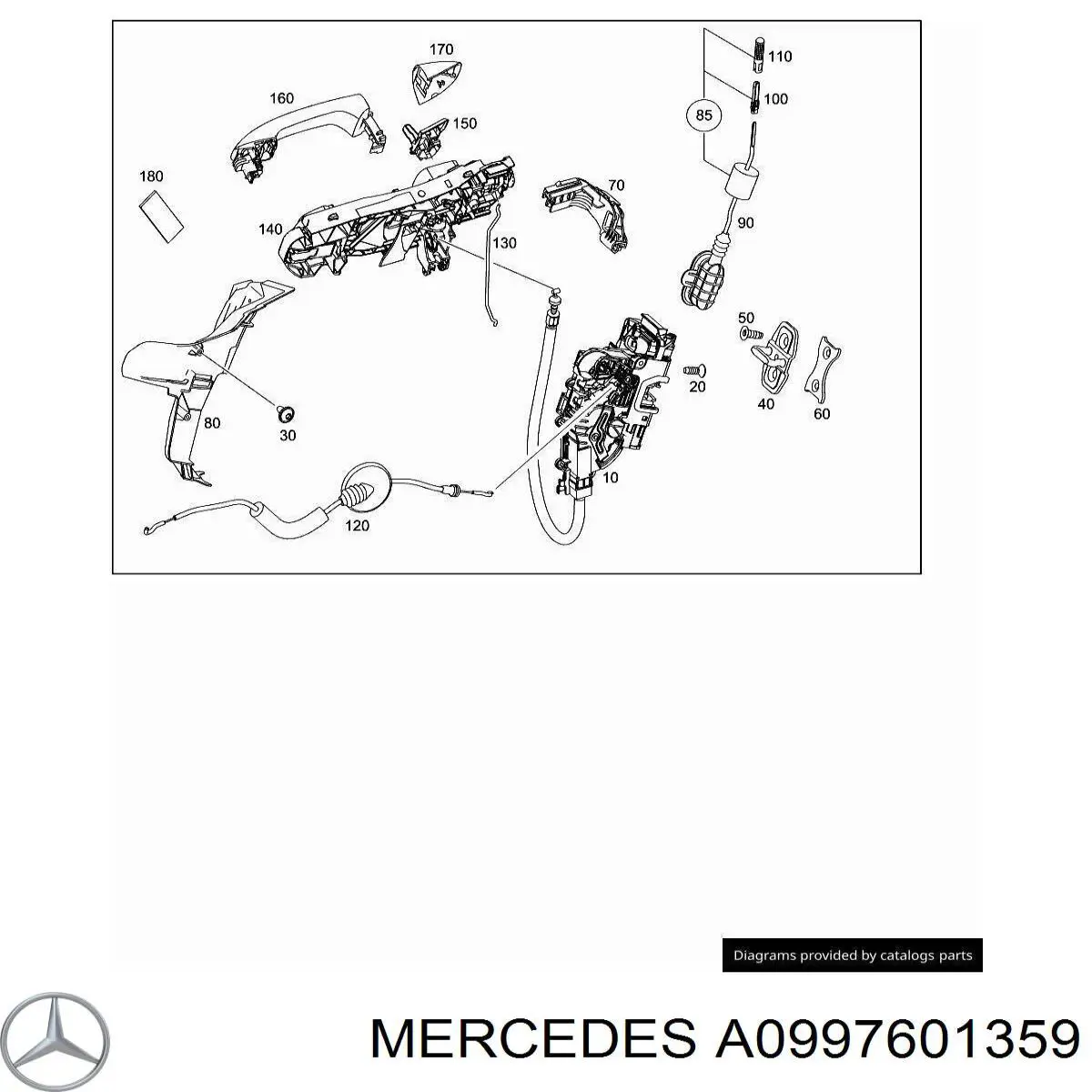 Klamka drzwi przednich zewnętrzna lewa Mercedes A0997601359 cena, od 61,25 USD