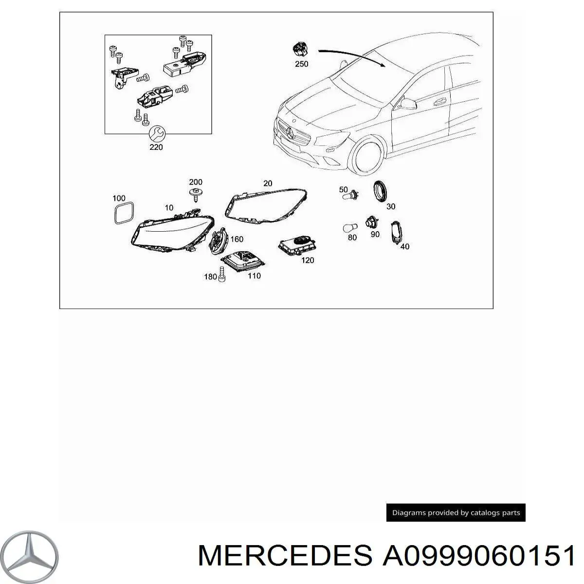 A0999060151 Mercedes Reflektor do jazdy dziennej lewy