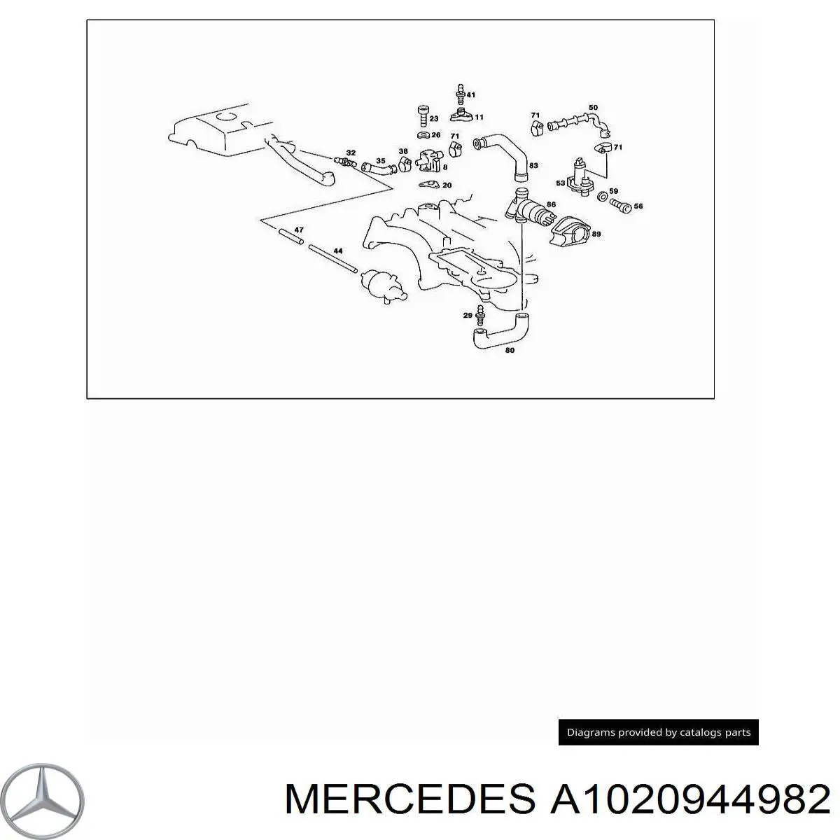 Do koszyka A1020944982 Mercedes Króciec wentylacji kadłuba (separatora oleju)