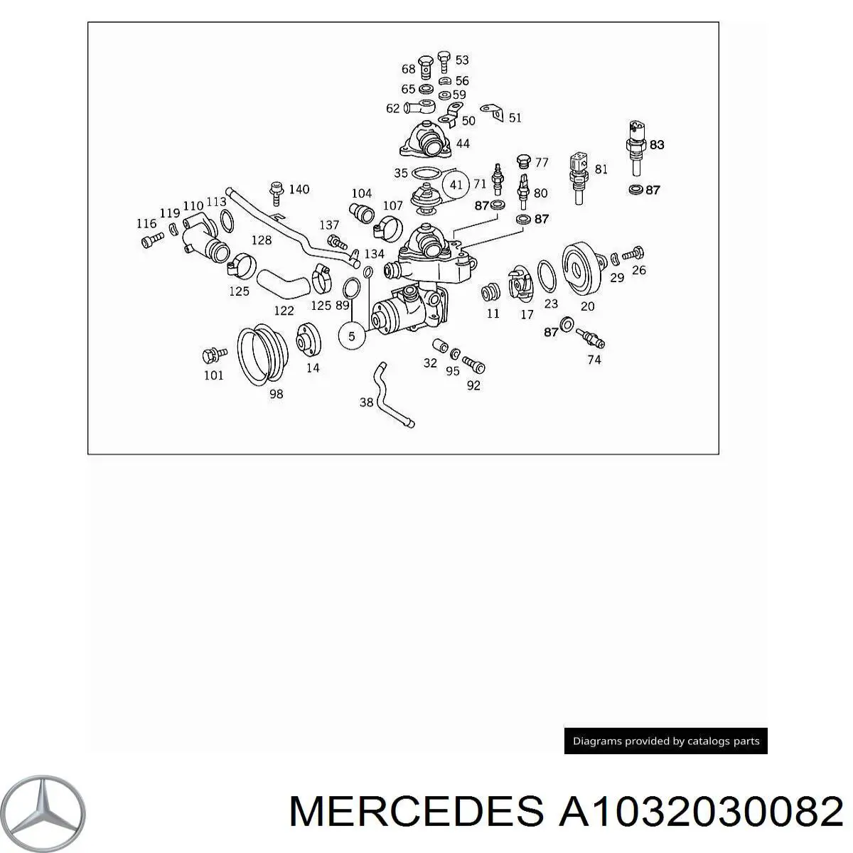 Przewód (króciec) układu chłodzenia Mercedes A1032030082 cena, od 2,90 USD