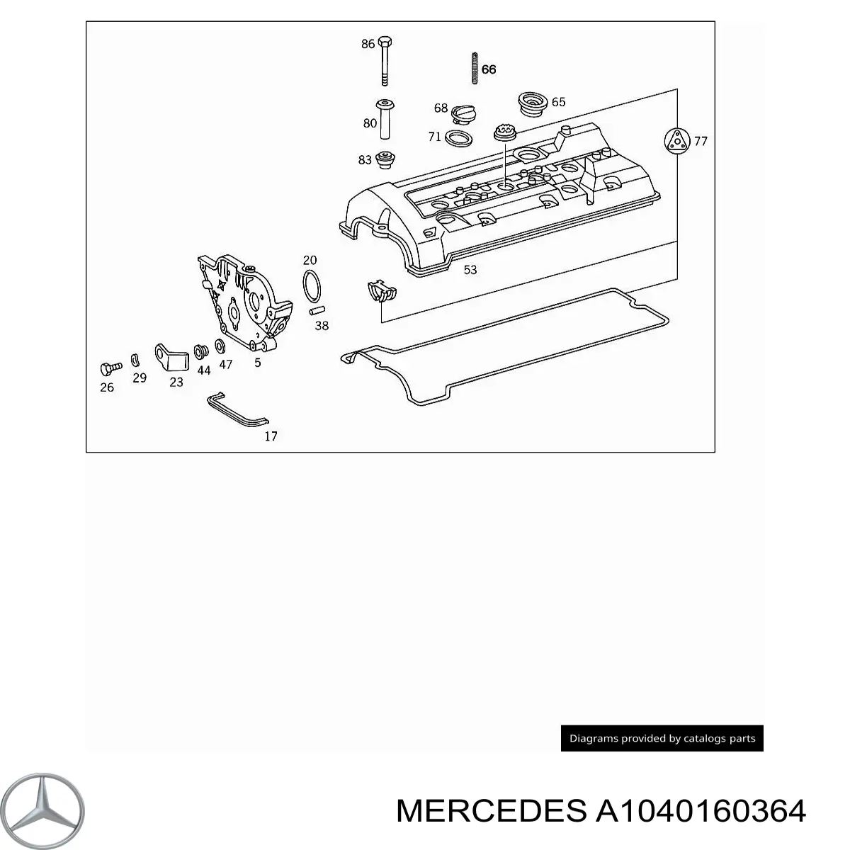 A1040160364 Mercedes tuleja mocowania pokrywy zaworowej