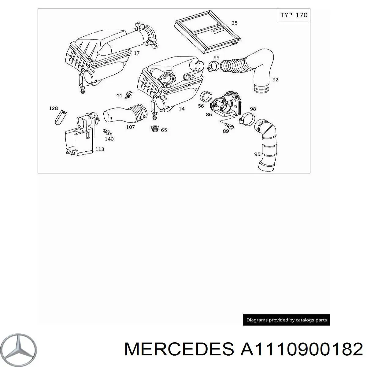 Króciec powietrza, wylot filtra powietrznego do Mercedes CLK (C208)