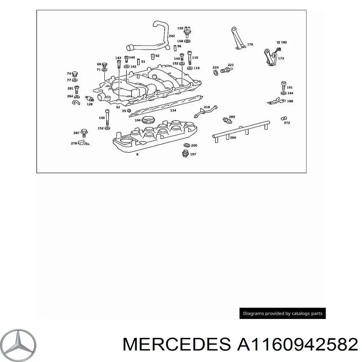 Króciec wentylacji kadłuba (separatora oleju) Mercedes A1160942582 cena, od 43,27 USD