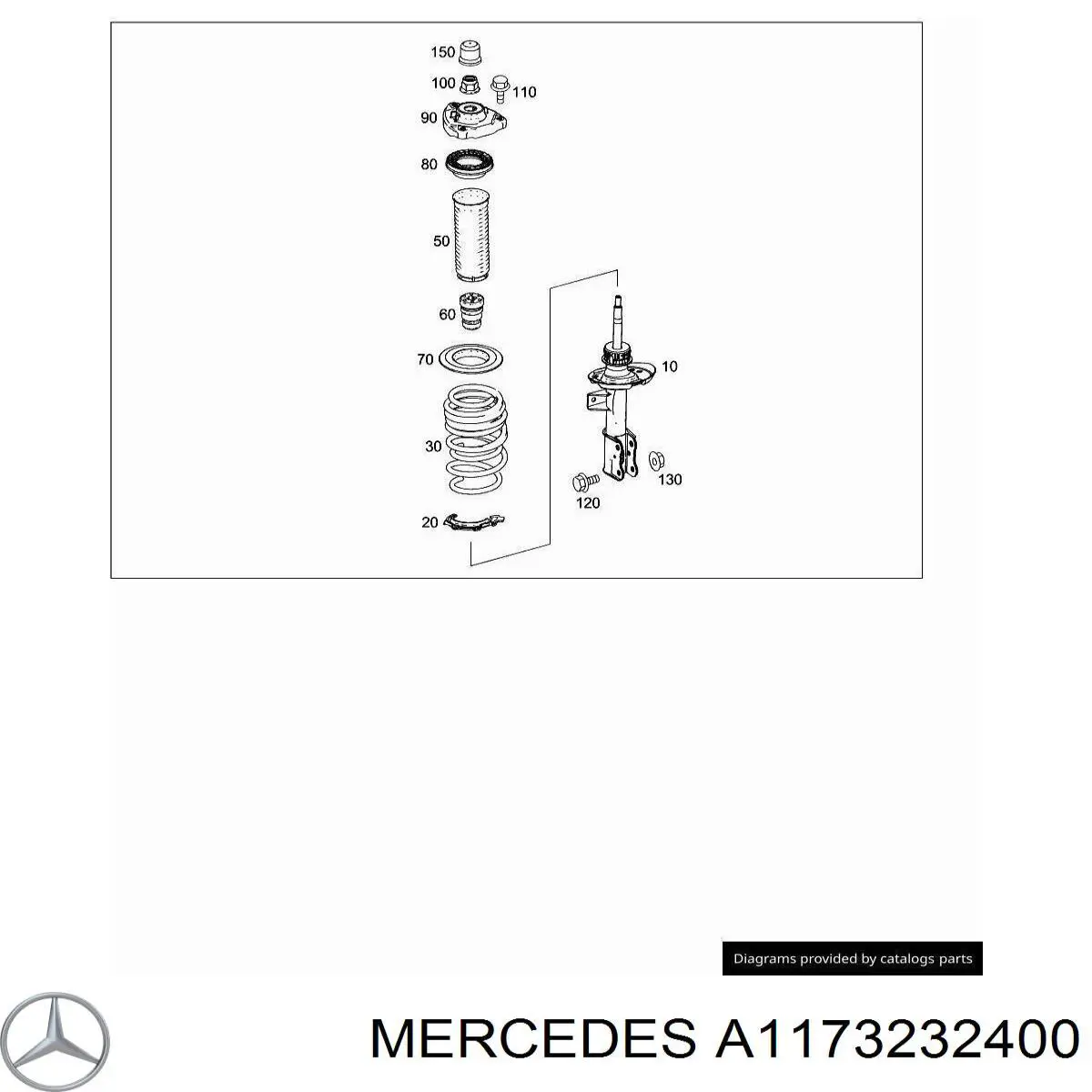 Amortyzator przedni prawy Mercedes A1173232400 cena, od 57,13 USD