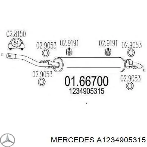 Do koszyka A1234905315 Mercedes Tłumik, tylna część