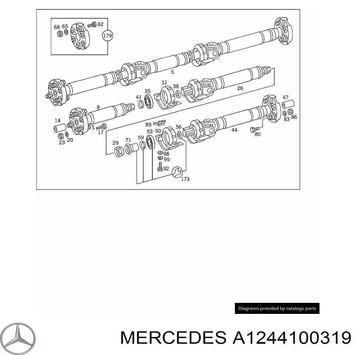 Wał Cardana tylny, kompletny do Mercedes E  T124