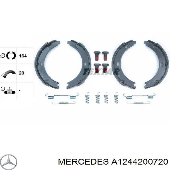 Klocki hamulca ręcznego Mercedes A1244200720 cena, od 18,80 USD