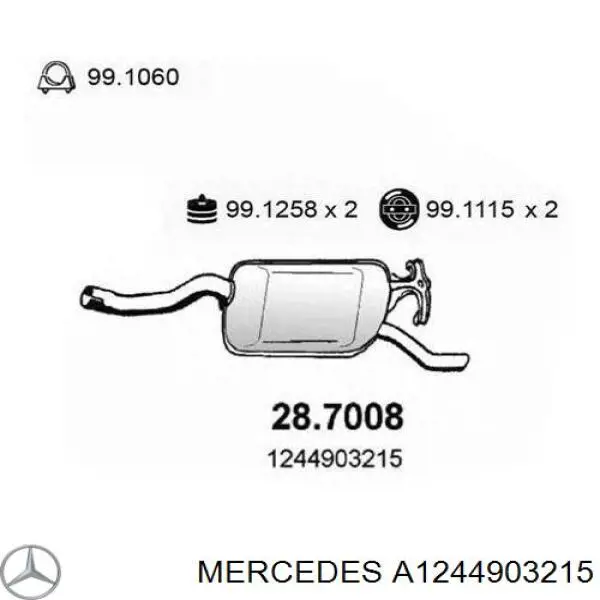 Tłumik, tylna część Mercedes A1244903215 cena, od 87,99 USD
