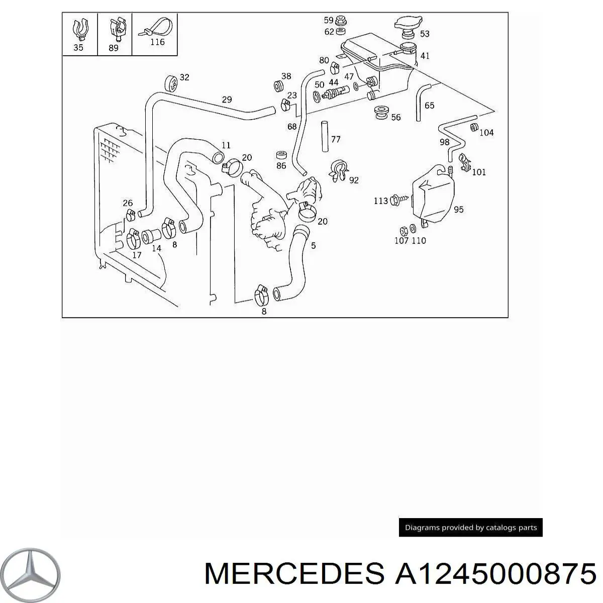 Przewód (króciec) układu chłodzenia Mercedes A1245000875 cena, od 25,79 USD