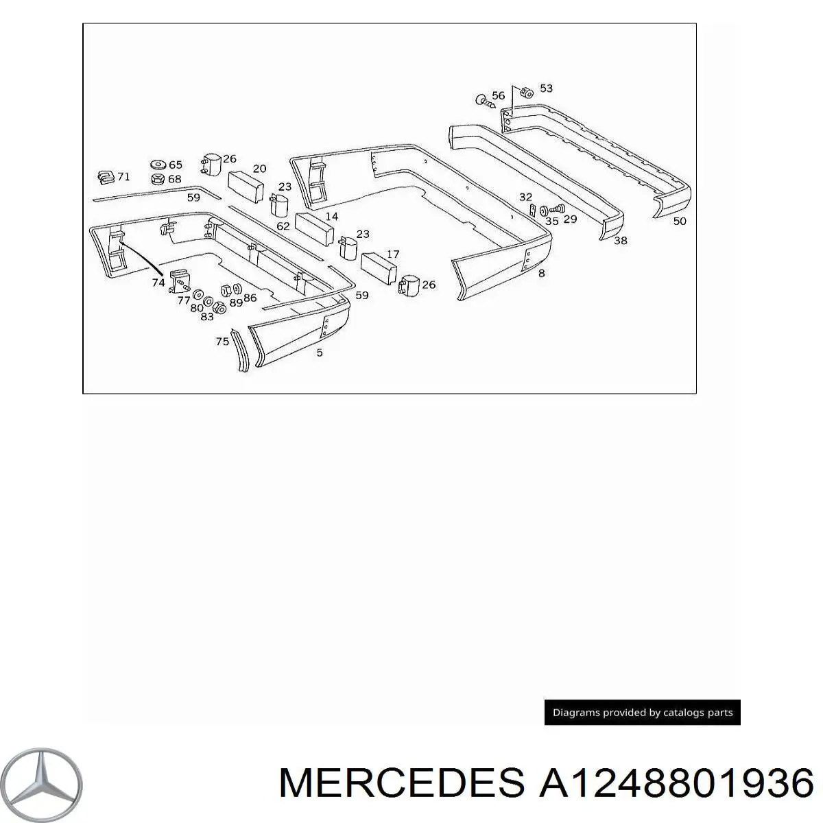 A1248801936 Mercedes listwa ochronna zderzaka tylnego środkowa