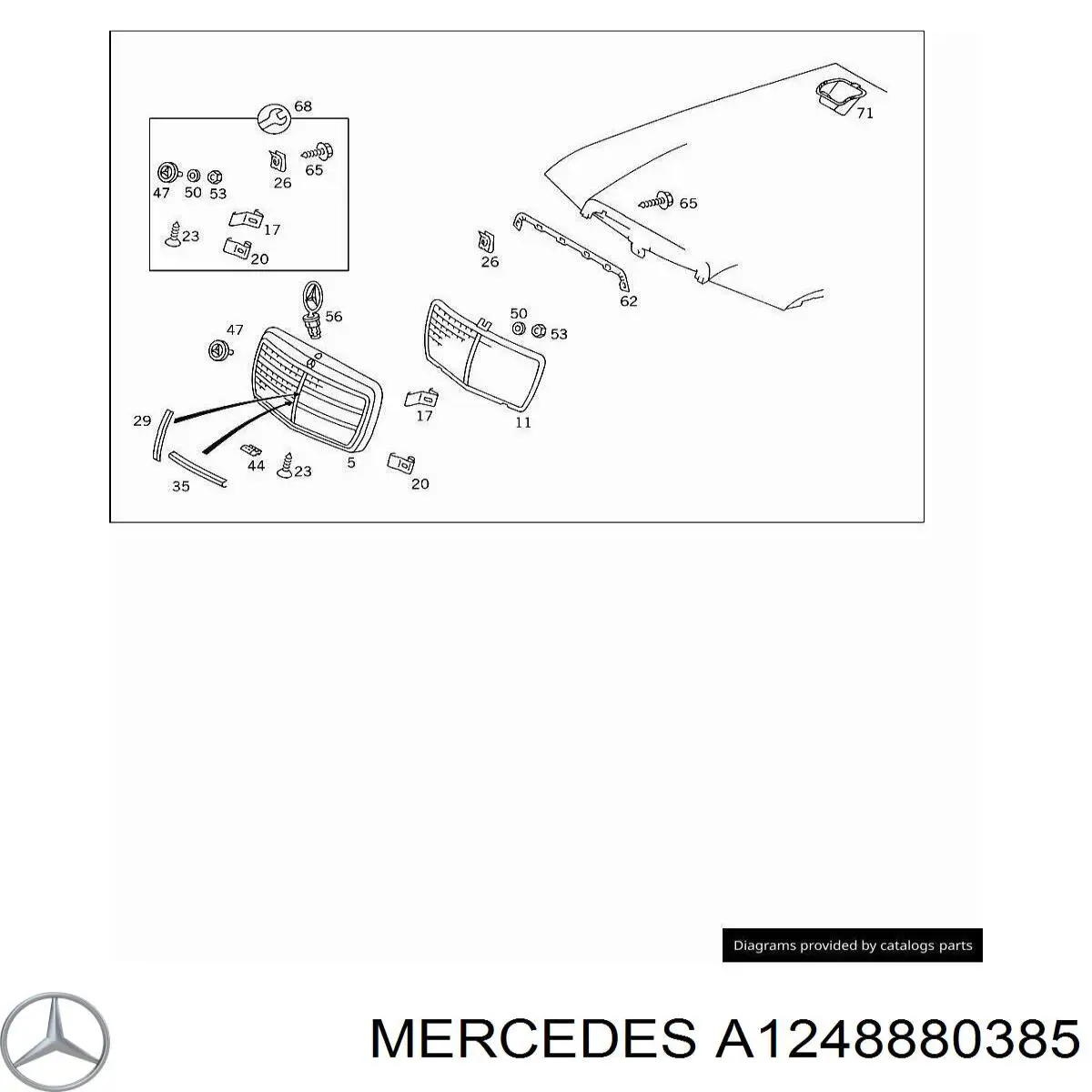 Atrapa chłodnicy Mercedes A1248880385 cena, od 106,44 USD