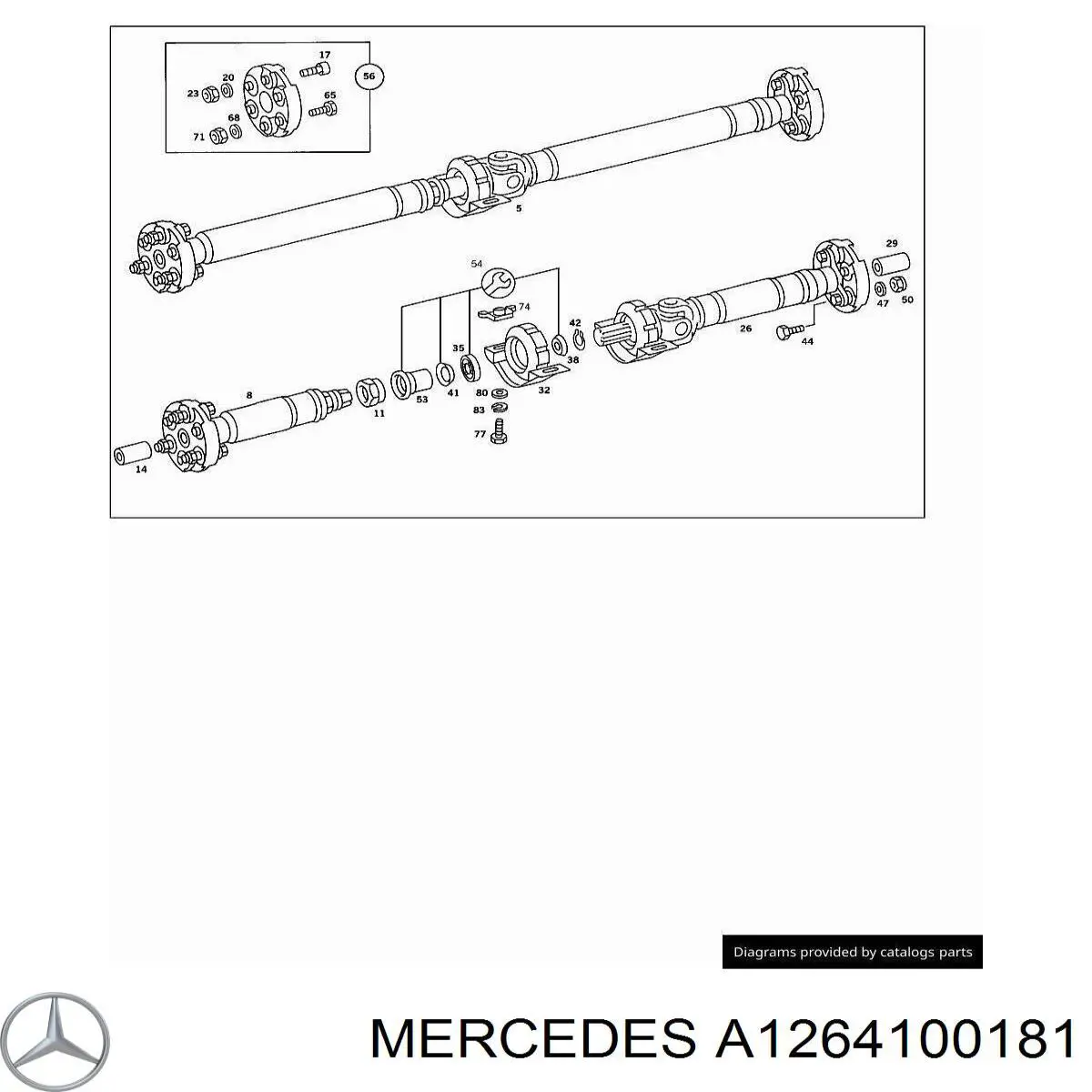 Do koszyka A1264100181 Mercedes Sprzęgło łożyska podwieszanego wału Cardana