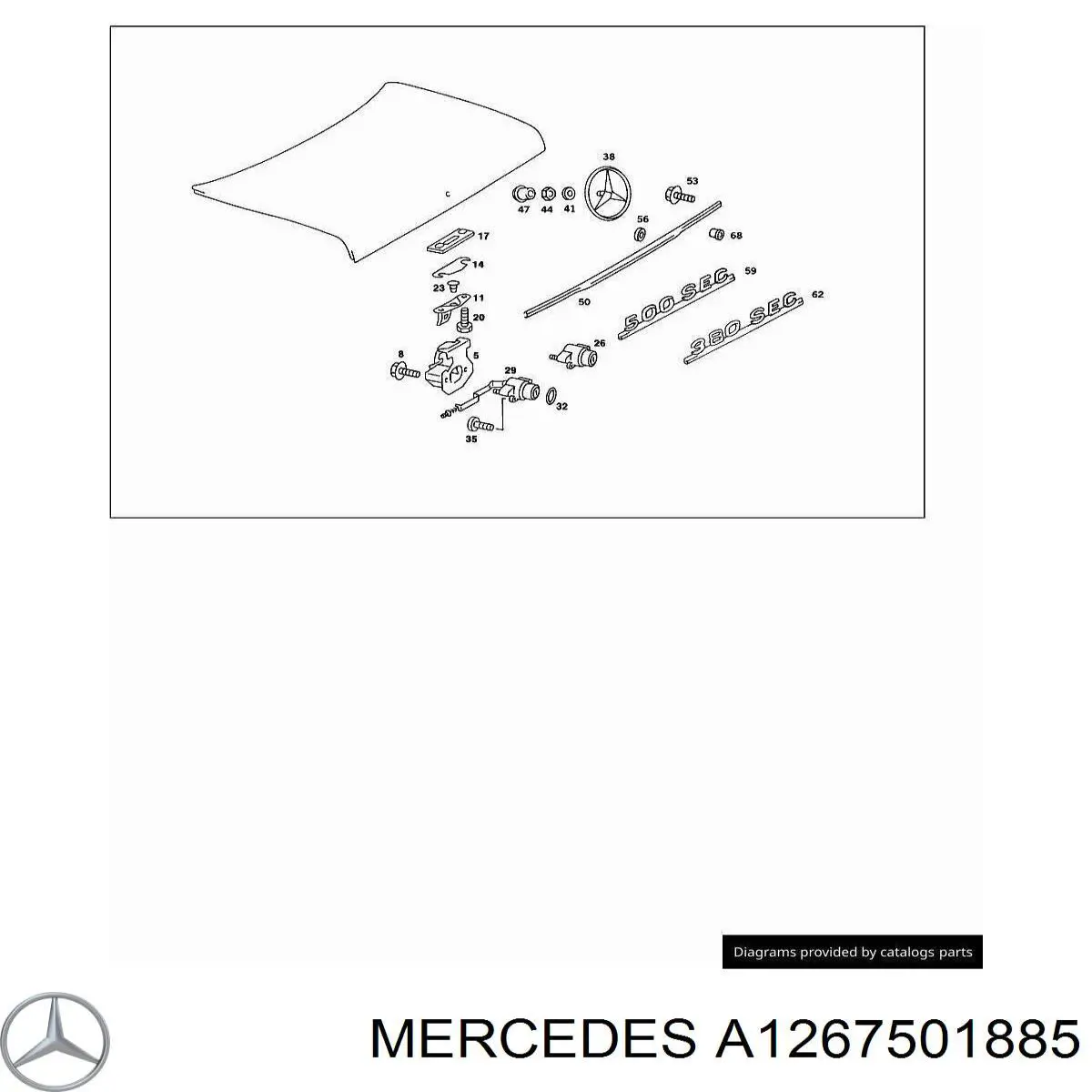 Do koszyka Zamek klapy bagażnika (3/5 drzwi tylnych) Mercedes E  W123