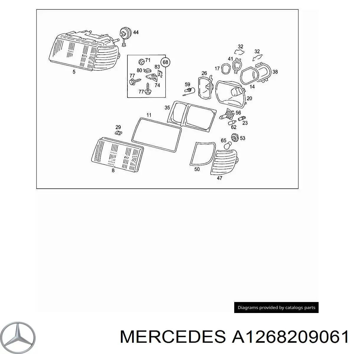 Reflektor prawy do Mercedes S  W126