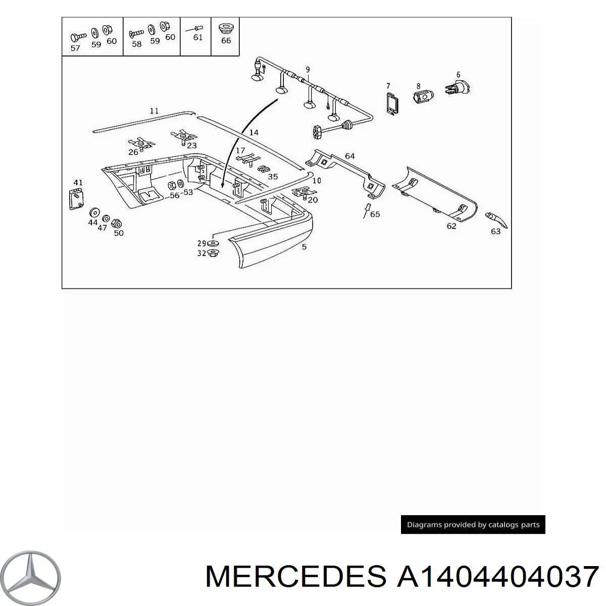 A1404404037 Mercedes przewód czujnika parkowania zderzaka tylnego