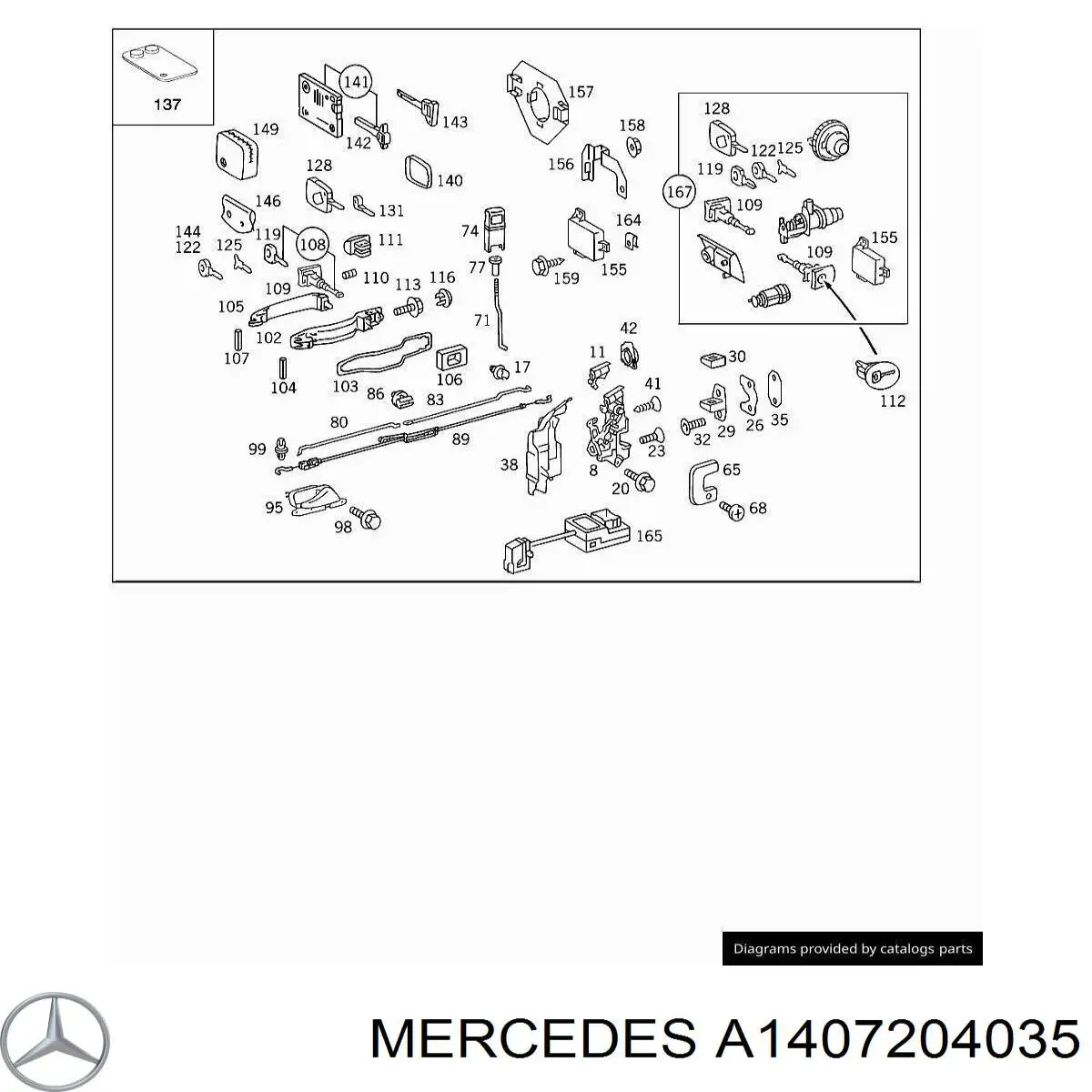 Zamek drzwi przednich prawych do Mercedes S  W140