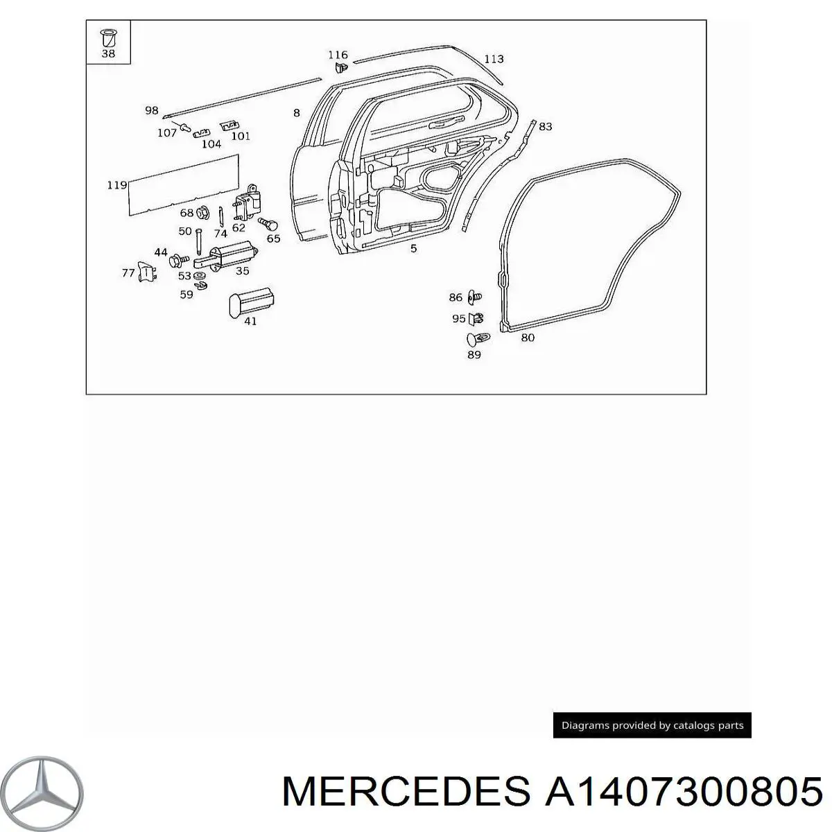 A1407300805 Mercedes drzwi tylne prawe