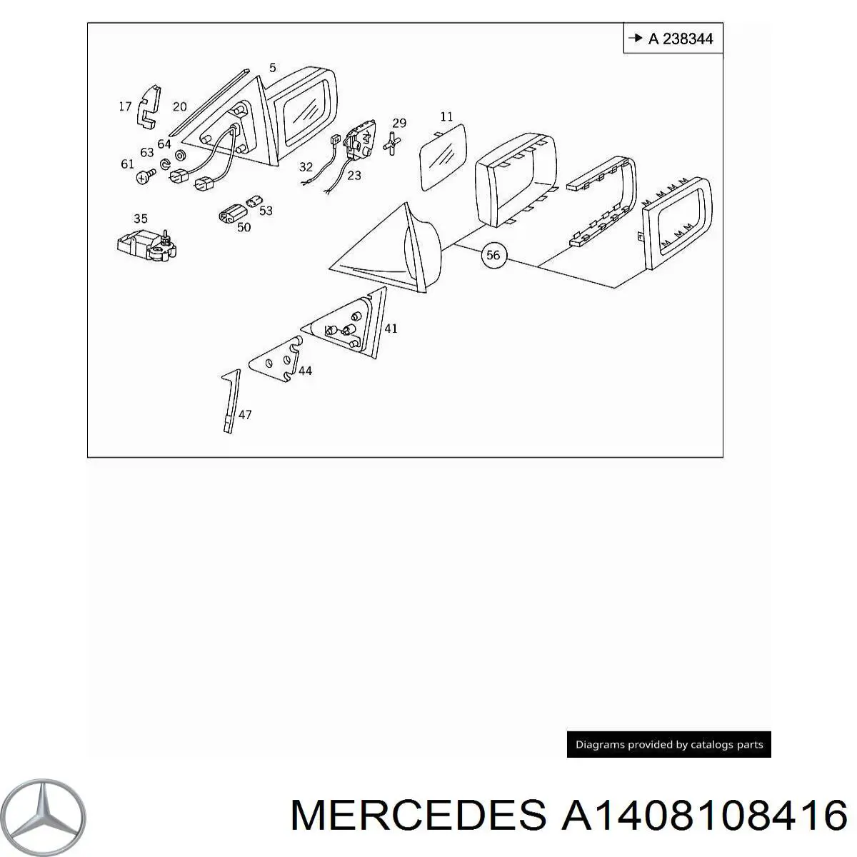 Lusterko wsteczne prawe Mercedes S coupe (C140) (1992 - 1999) cena, od 519,77 USD