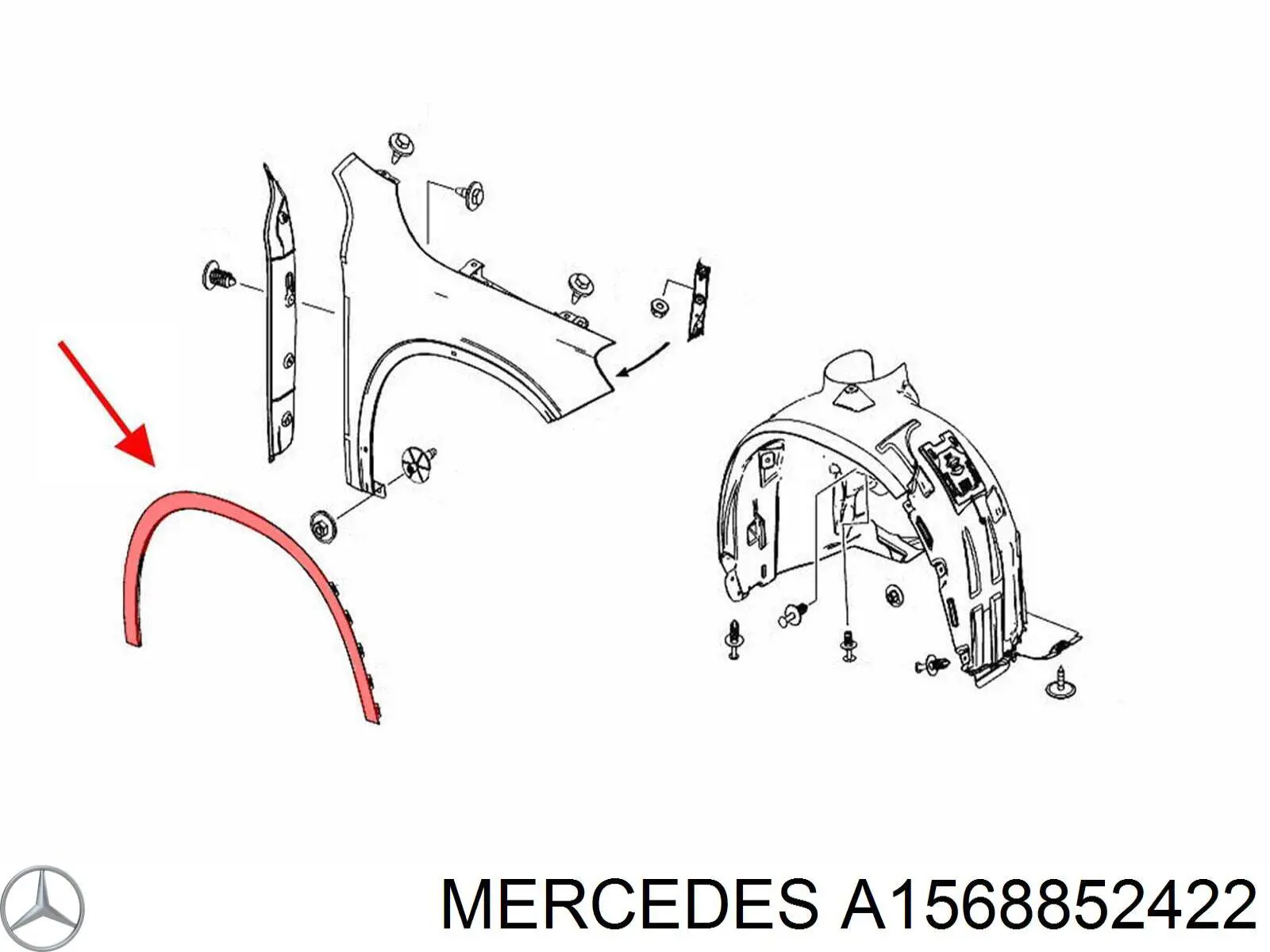 A1568852422 Mercedes Poszerzenie (nakładka) reperaturki błotnika przedniego prawy