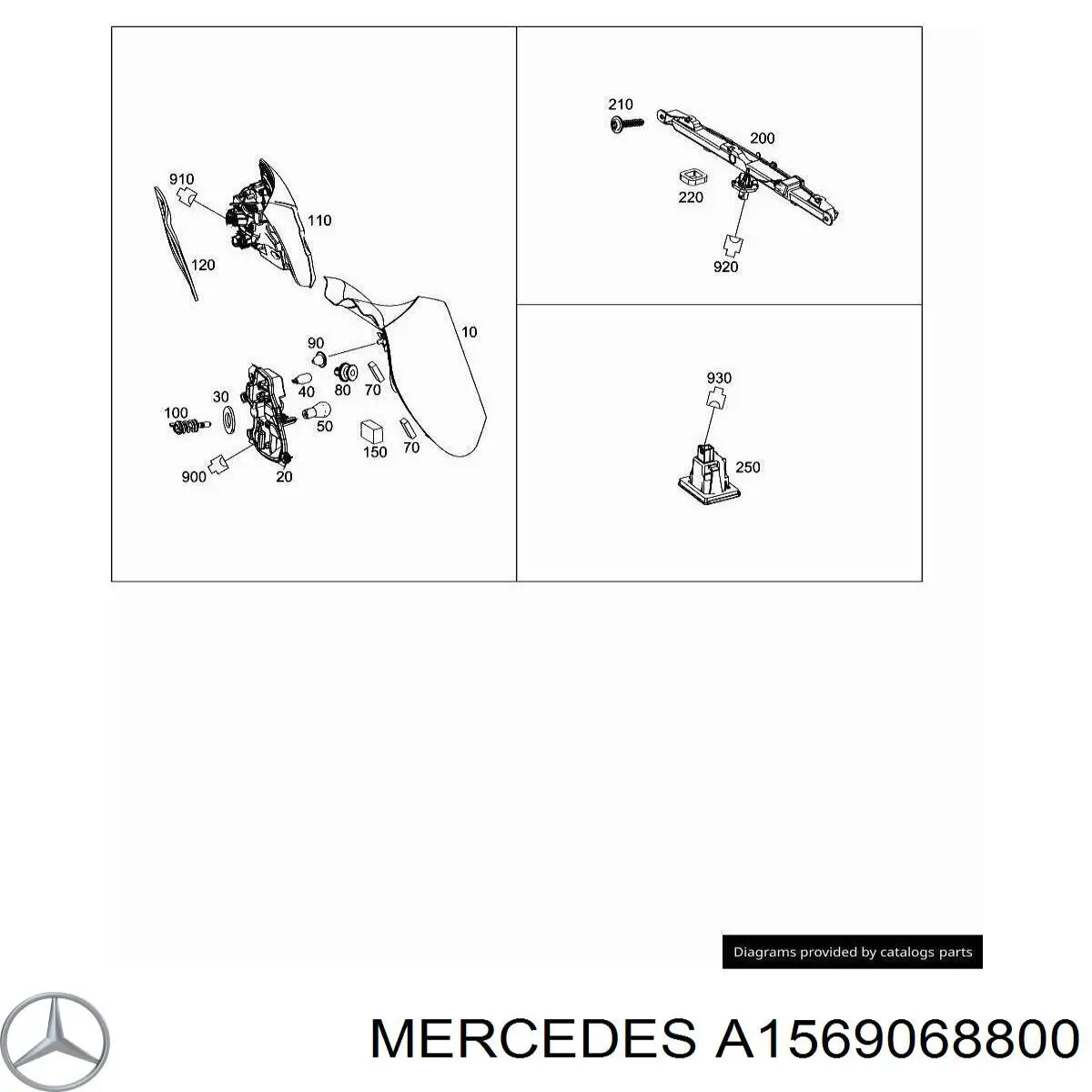 Lampa zespolona tylna prawa Mercedes A1569068800 cena, od 197,50 USD