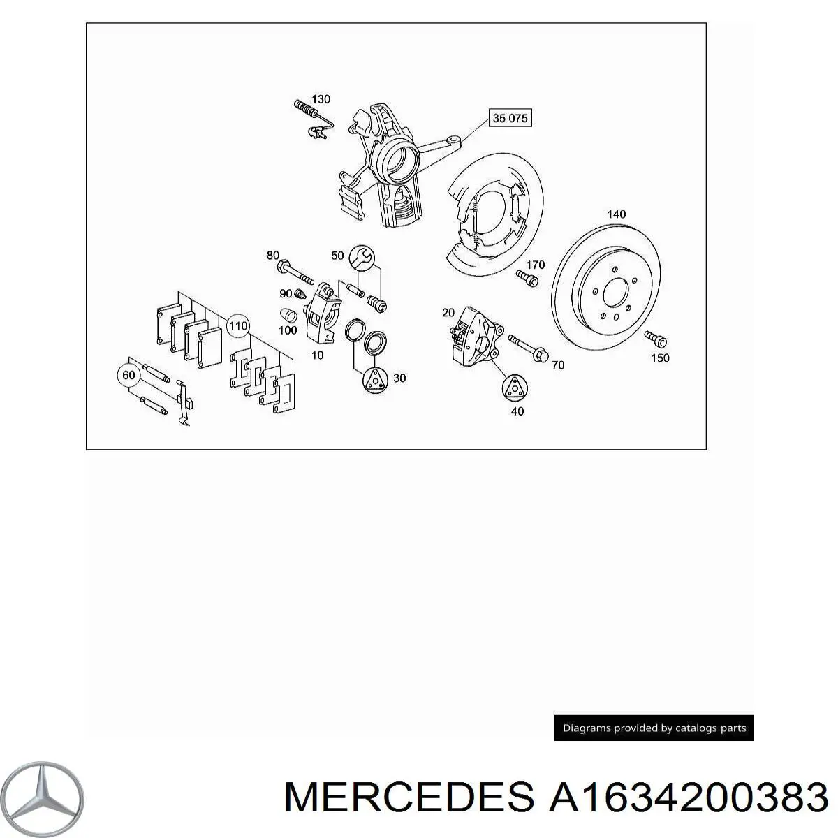 A1634200383 Mercedes Zacisk hamulcowy tylny lewy