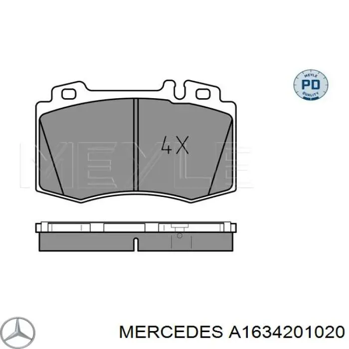 A1634201020 Mercedes Klocki hamulcowe przednie tarczowe