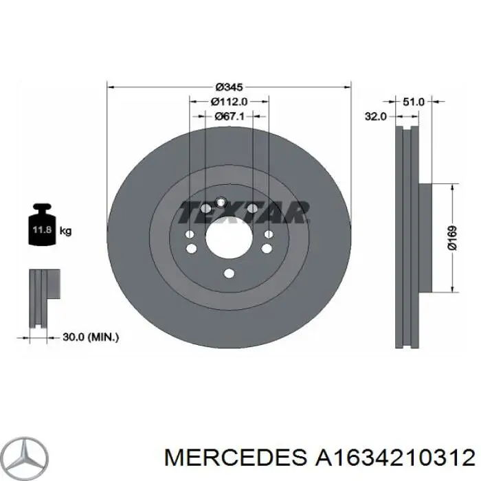 A1634210312 Mercedes Tarcza hamulcowa przednia