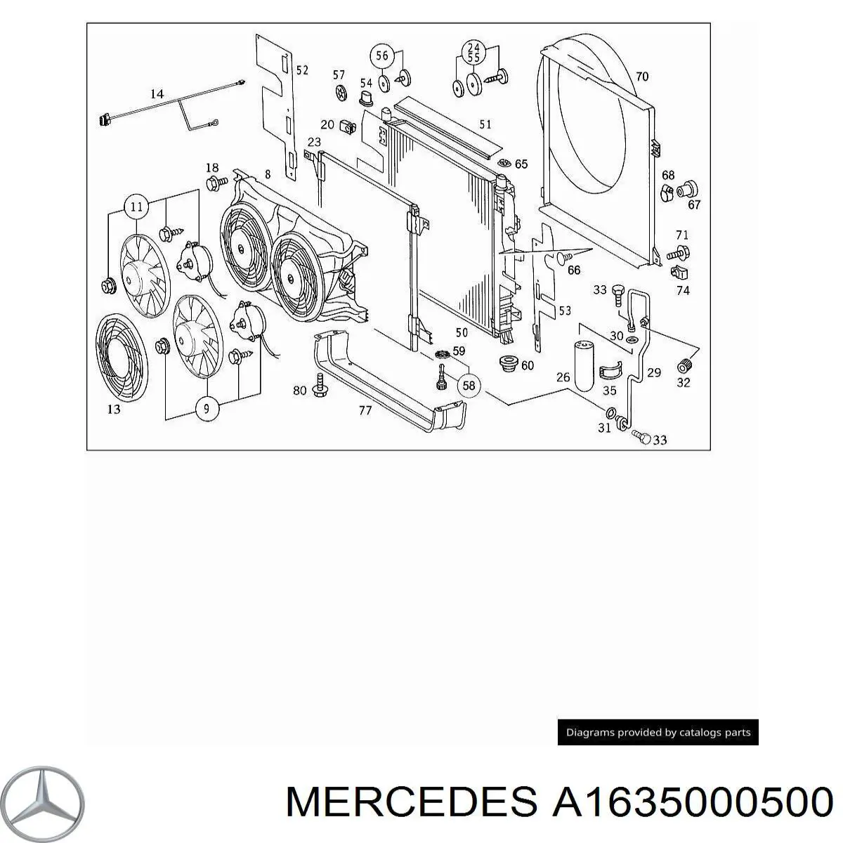 Do koszyka A1635000500 Mercedes Chłodnica intercoolera